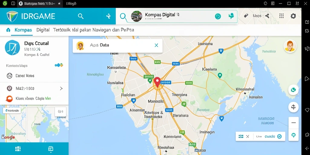 Tampilan utama IDRGAME yang menunjukkan kompas digital secara jelas.