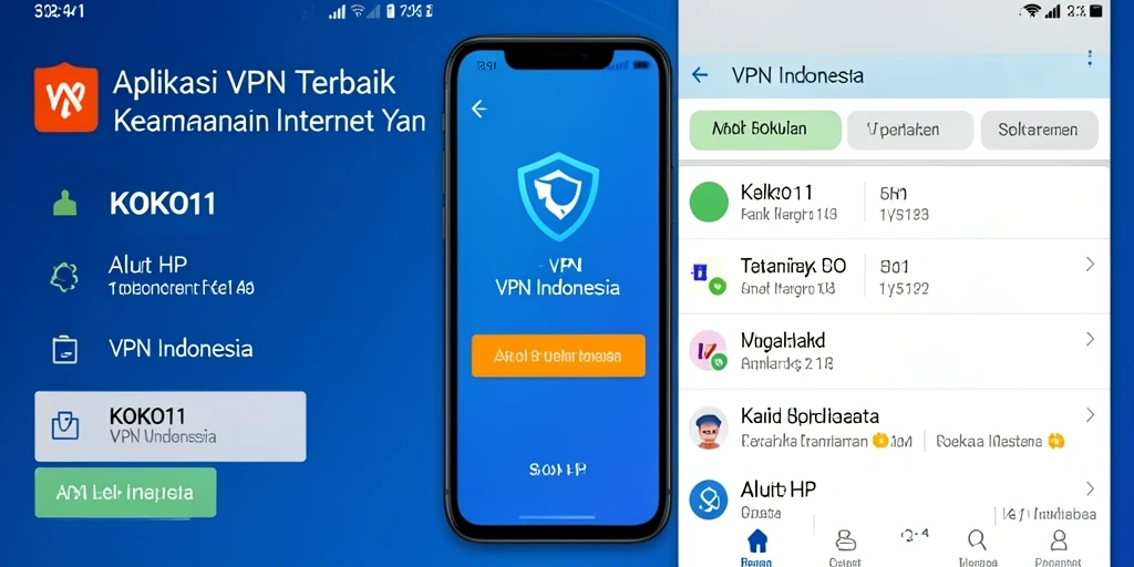 Antarmuka KOKO11 menunjukkan koneksi VPN yang cepat dan aman.
