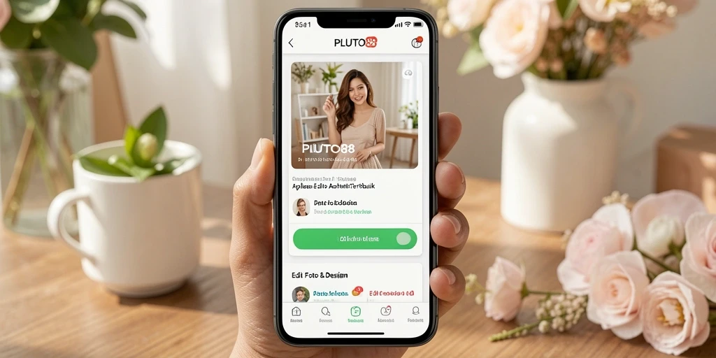 Tampilan antarmuka PLUTO88 dengan fitur Edit Foto Aesthetic yang menarik.