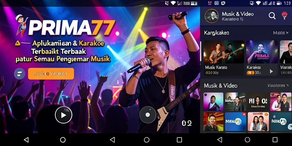 Tampilan antarmuka aplikasi Karaoke PRIMA77 yang user-friendly.