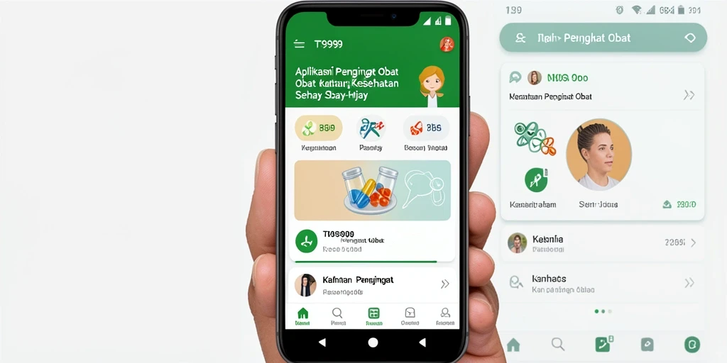 Tampilan antarmuka aplikasi T9999 yang memudahkan pengingat obat.